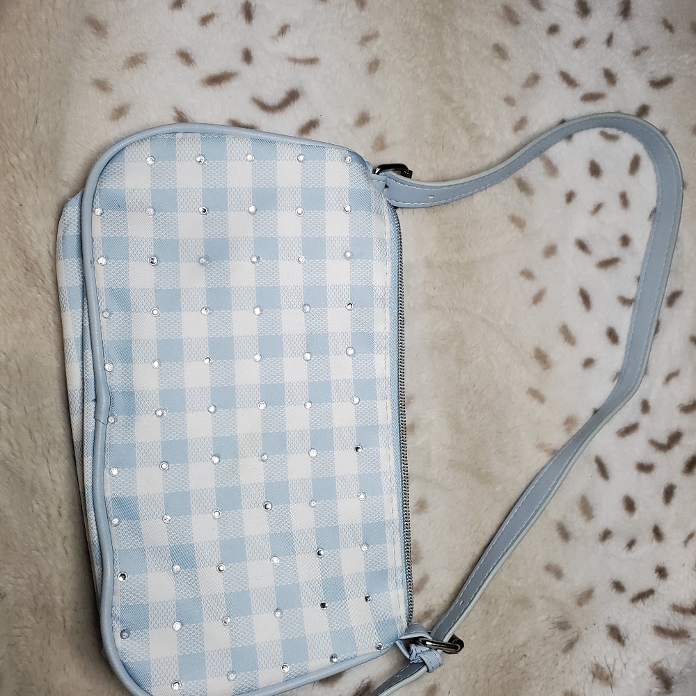 Mini blue rhinestones bag